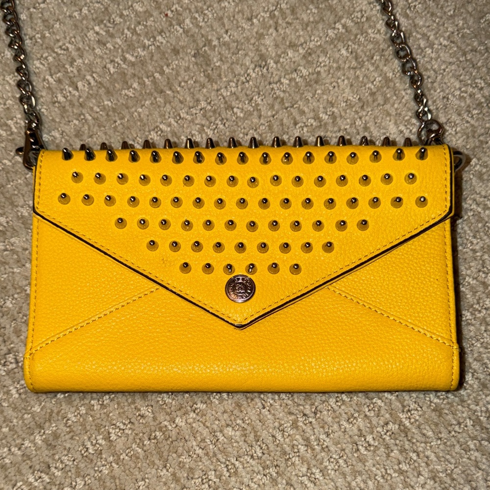Rebecca Minkoff Yellow Studded Wallet/Smartphone crossbody.